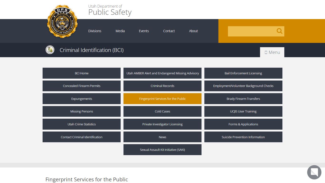 Fingerprint Services for the Public - Criminal Identification (BCI)
